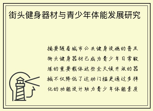 街头健身器材与青少年体能发展研究